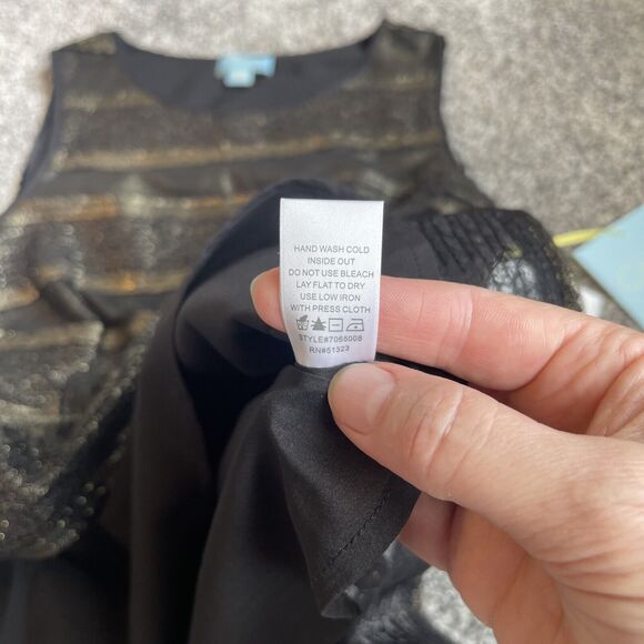 Cece Cynthia Steffe Black Gold Metallic Lined Jubilee Gems Peplum Top Sz 4 NWT - Picture 8 of 9